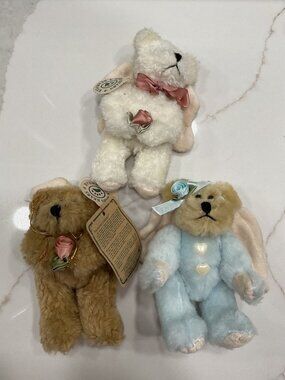 NWT Vintage Boyds Bears Angel Ornaments Set of 3 Zephyr Goodnight Orion 5"